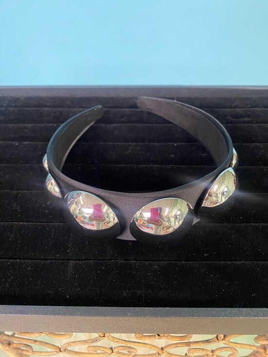 Silver Dome Stud Headband Statement Minimalist Modern